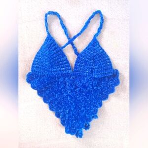 Handmade Blue Crochet Halter Top